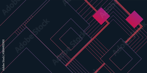 modern geometric shape with red line graphic