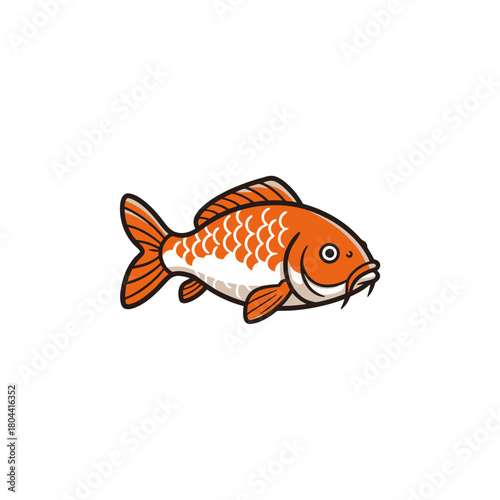 Elegant orange koi glides through clear water