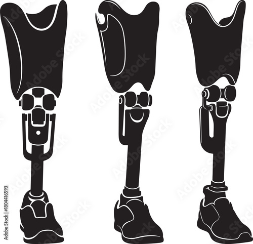 Three prosthetic legs silhouette