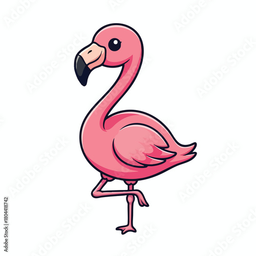 Pink Flamingo Cartoon Character Illustration