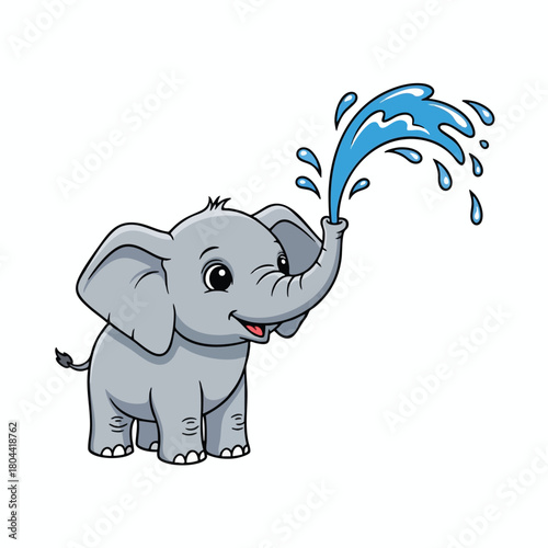 Cartoon Elephant Spouting Water