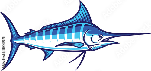 Blue marlin fish vector illustration for fishing logo design concept eps silhouette