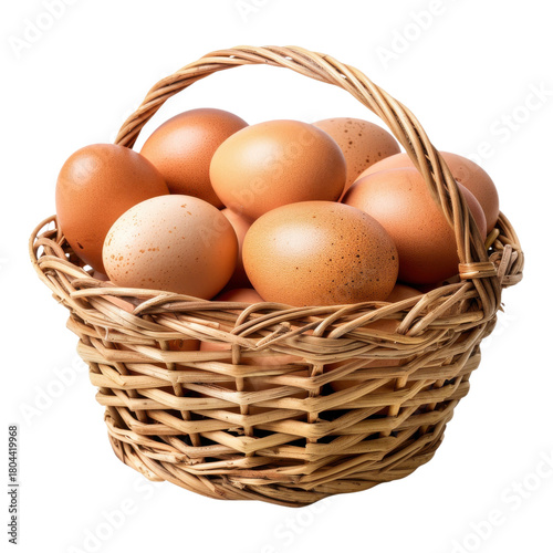 Wallpaper Mural Fresh brown eggs in a woven basket on a white background Torontodigital.ca