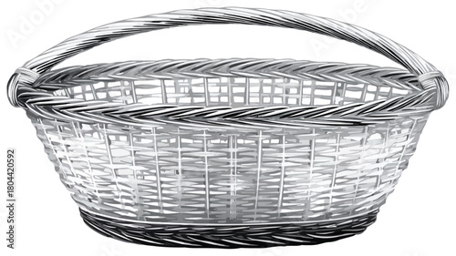 Basket with Handle and Text 'A Basket' Vector Illustration
