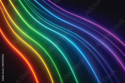 Abstract Neon Stripes with Fluorescent Glows and Light Trails 