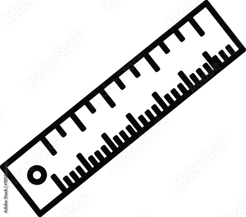 Measuring ruler icon in clean minimal outline vector design
