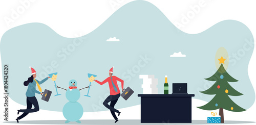 New Year's corporate party in the office. Winter season concept.