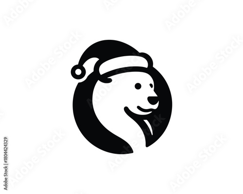 Bear with Santa hat head logo