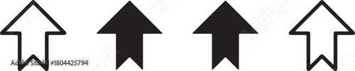 Collection of four upward pointing arrows, two solid black and two outlined