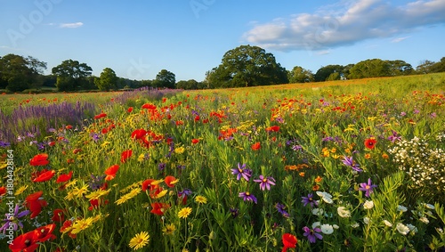 Fototapeta Naklejka Na Ścianę i Meble -  Wildflower meadow in summer light