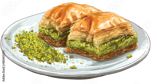 Exquisite Baklava Dessert Vector Illustration for Creative Professionals
