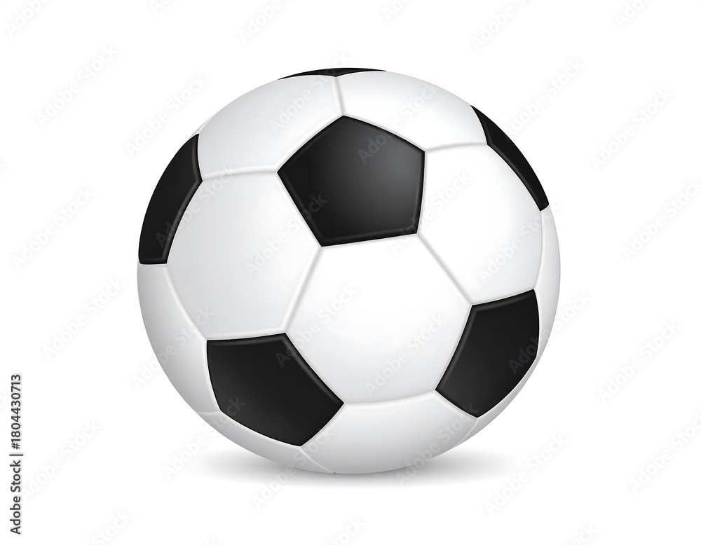 Fototapeta premium Graphic rendering of a classic black and white soccer ball with shadow