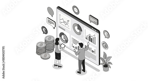 financial data analysis and business analytics by professionals on a digital dashboard illustrating market trends strategic planning and business growth.