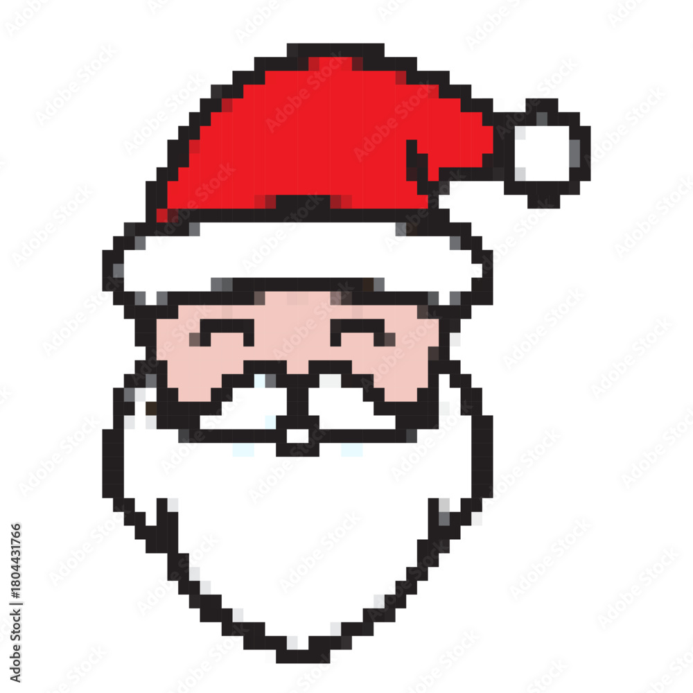 Obraz premium Pixel Santa Claus icon vector illustration for Christmas holiday.