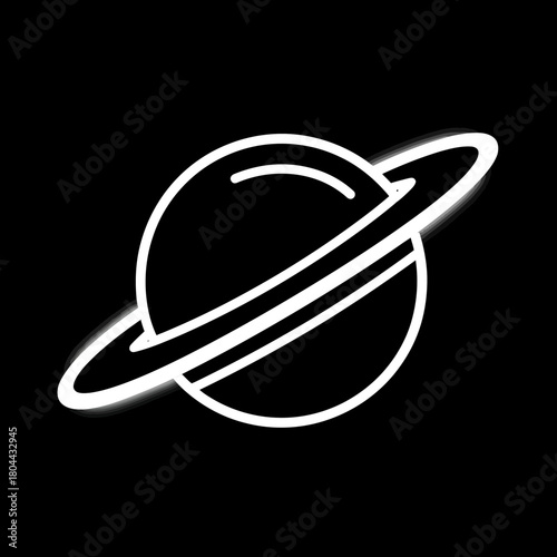 Stylized planet icon graphic illustration of a cosmic celestial body