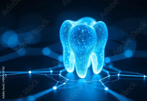 A futuristic digital tooth concept showcasing dental technology, innovative diagnostics, modern imaging solutions, healthcare advancements, oral care systems, hygiene improvements, and AI-powered.