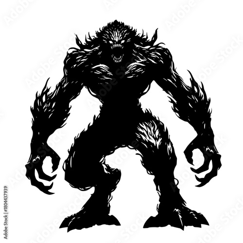 The Lurking Werebeast, Shadowy monster with fur texture and sharp teeth