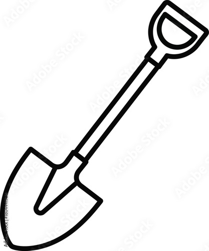 Shovel outline vector icon illustration gardening tool digging equipment eps silhouette