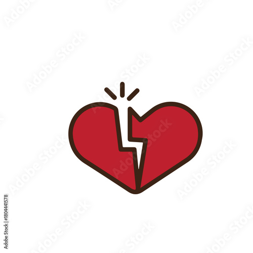 Red heart break illustration icon