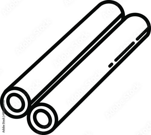 Two cinnamon sticks spice ingredient culinary flavoring food aroma icon eps silhouette