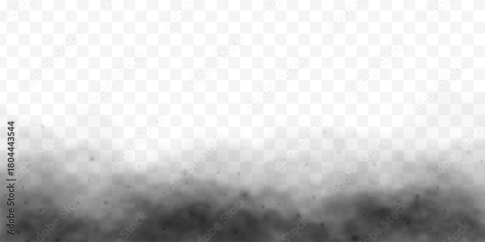 Fototapeta premium Black smoke fog on white transparent background. Dark ominous cloud texture.