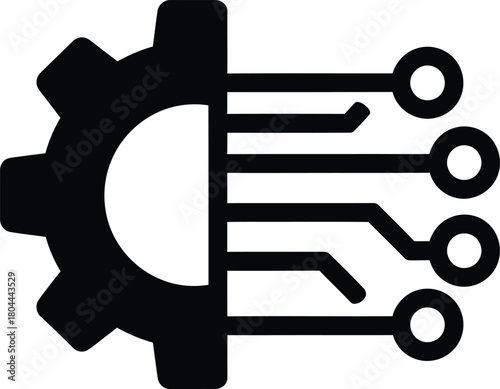 Digital technology gear icon for engineering and automation solutions eps silhouette
