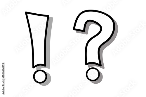 A hand-drawn exclamation and question mark expressing confusion, surprise, emphasis, curiosity, or mixed emotions for communication and creative designs