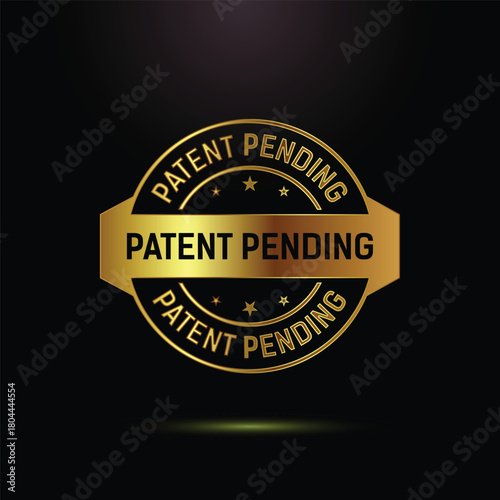 Golden Patent Pending Banner Seal on Black Background