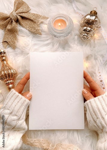 Christmas card with christmas decorations