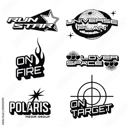Bold Space and Media Logo Set – Star, Planet, Fire, Heart, Target, Polaris Designs