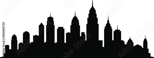 Vector silhouette of diverse city skyline with modern and classical buildings for architecture, urban design, travel, planning, and metropolitan themes