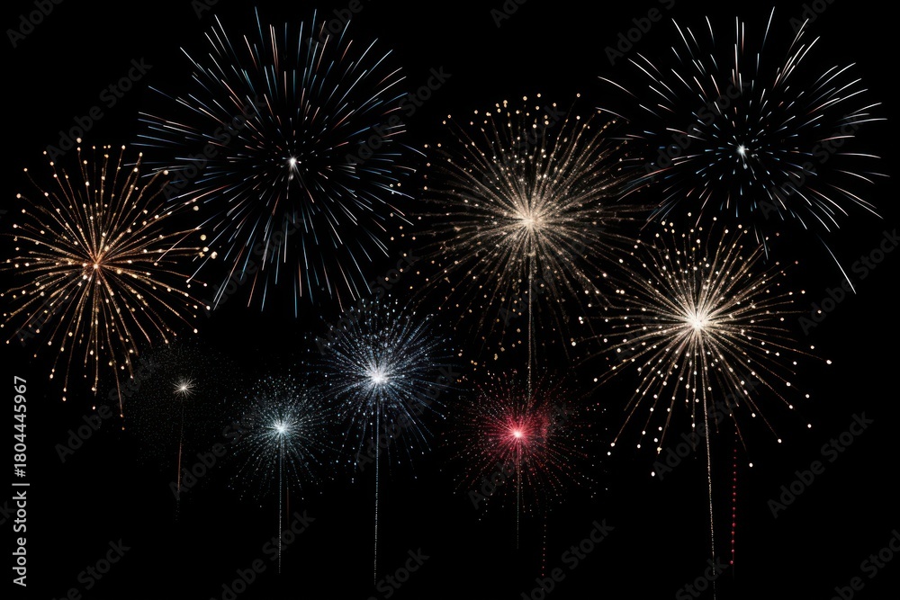 Naklejka premium Fireworks background celebration colorful night.