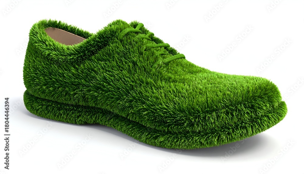 Fototapeta premium Unique Green Grass Shoe - A Sustainable and Eco-Friendly Footwear Concept.