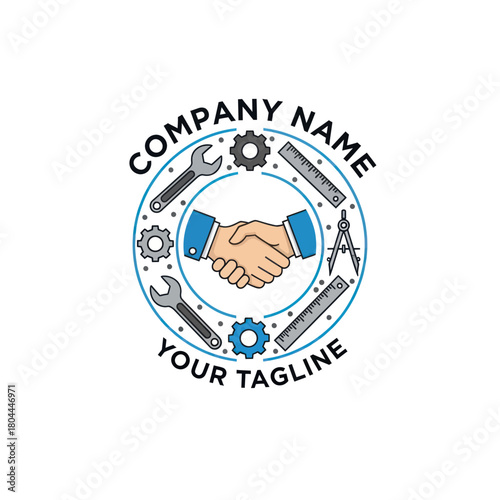 Engineering Partnership and Collaboration Logo Design.