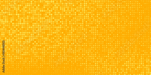 Yellow halftone pattern. Retro comic gradient background. Bright orange pixelated dotted texture overlay.