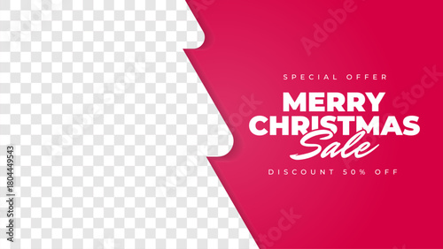 Christmas sale banner vector, merry christmas background  illustration with empty space for photo product media promotion