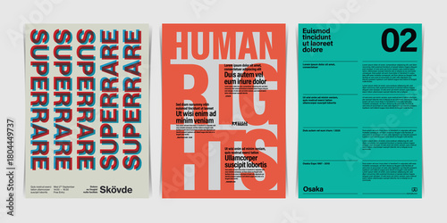 Typographic Protest and Grid Poster Set. Vector Illustration
