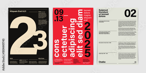 Swiss Typographic Grid Poster Series. Vector Illustration