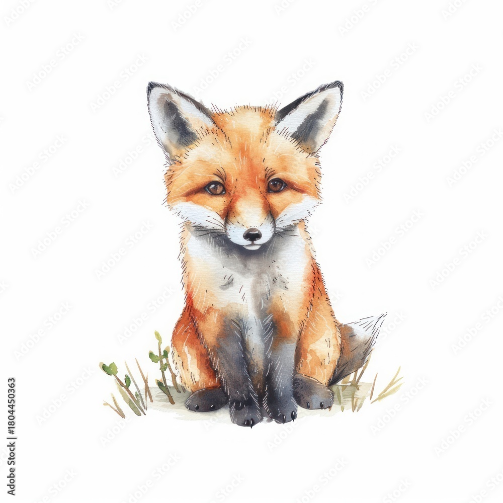 Obraz premium Adorable watercolor fox illustration