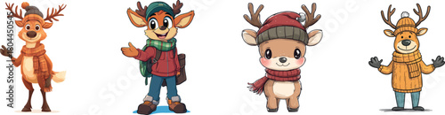 Modern clip art presents a ?Happy Christmas reindeer? using simple gradients, all combined into one layer