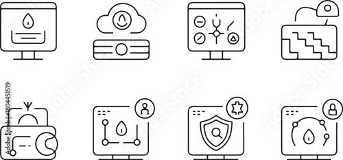 Collection of computer screen and technology icons