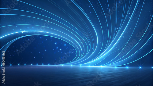 Futuristic Blue Light Trail Background – Glowing Curve Tech Abstract