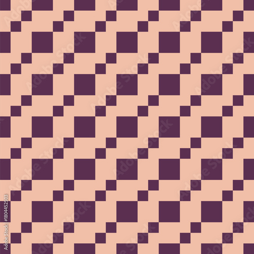 Papier peint Pattern created from diagonal lines of small and large maroon squares on a pale