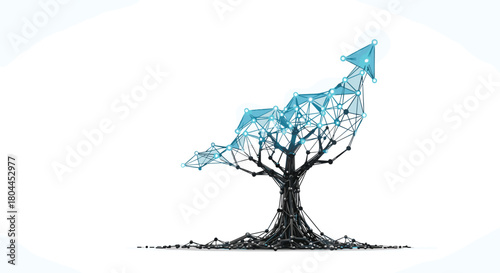 Abstract Tree Growing Upwards as a Financial Growth Arrow, Generative AI.