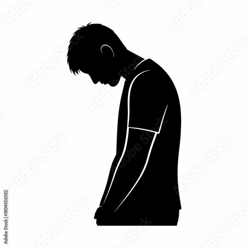 vector silhouette of a sad person