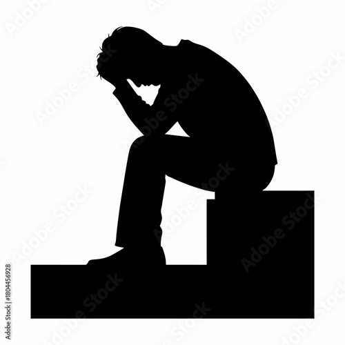 vector silhouette of a stressed person