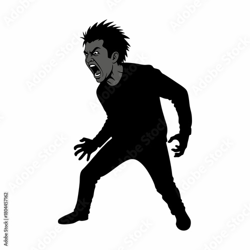 vector silhouette of an angry person