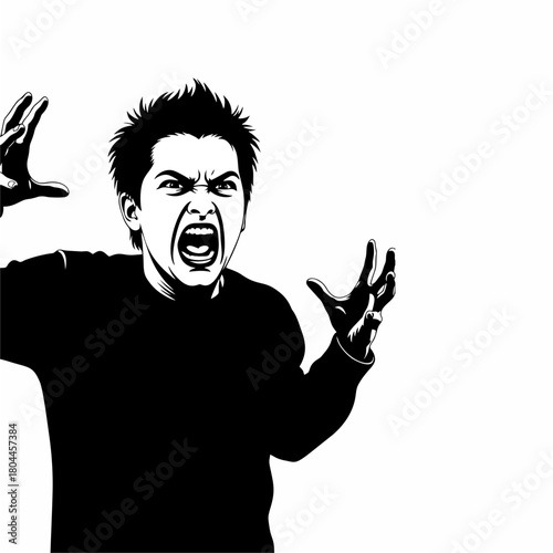 vector silhouette of an angry person