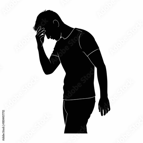 vector silhouette of a stressed person