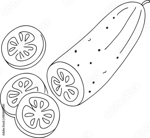cucumber line art silhouette vector art illustration

